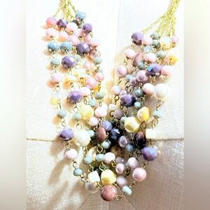 Multi-Strand Pastel Beaded Statement Necklace - 28" 2" extension Women's Jewelry